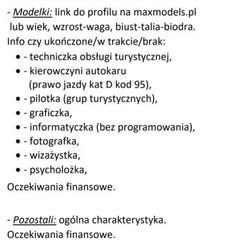 Modelki ze specjalizacjami przyjmę